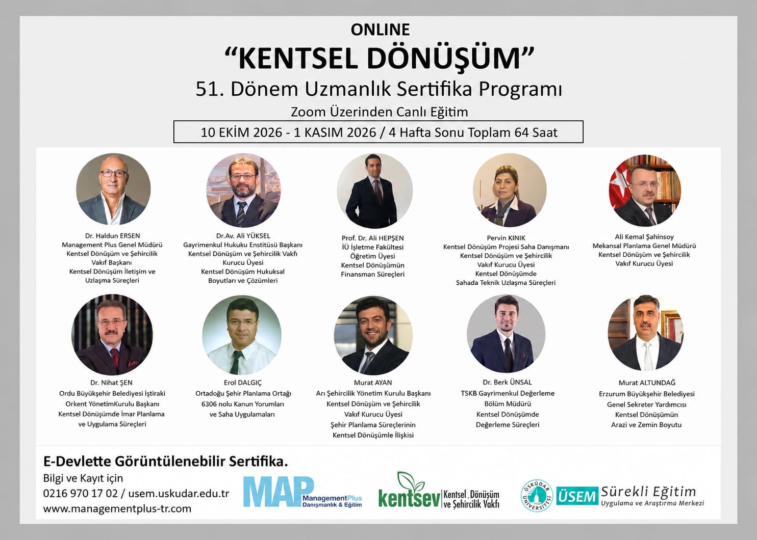 51.Dönem Kentsel Dönüşüm Uzmanlık Sertifika Programı