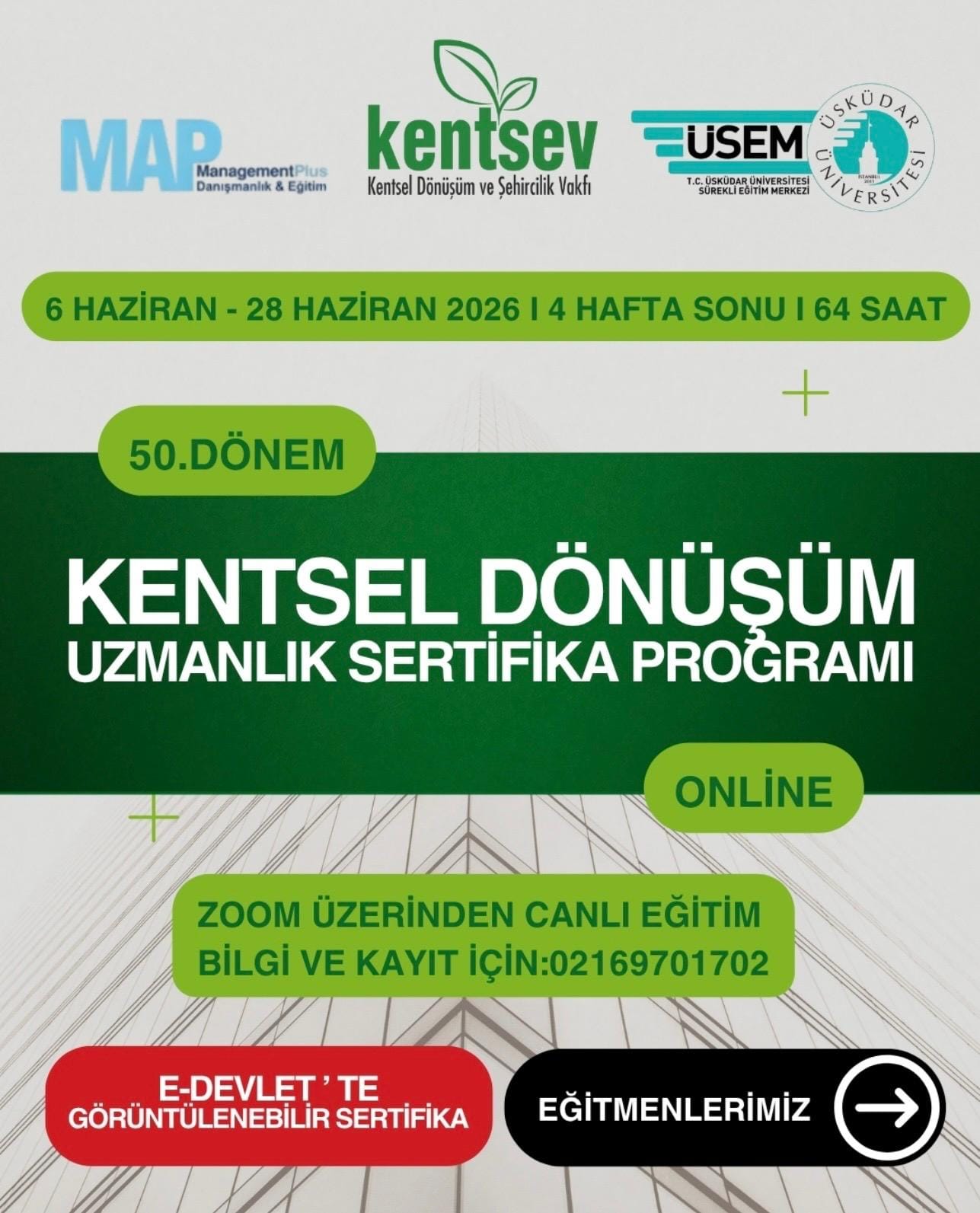 50. DÖNEM “KENTSEL DÖNÜŞÜM UZMANLIK SERTİFİKA PROGRAMI
